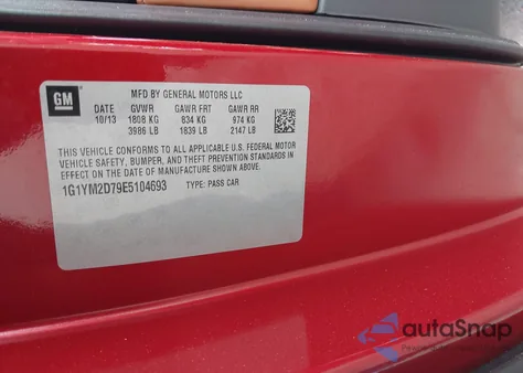 2014 Chevrolet Corvette Stingray Z51 z USA, uszkodzony, nr VIN 1G1YM2D79E5104693